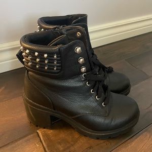 Black Heeled Studded Boots